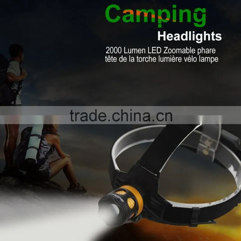 1200 Lumen LED Zoomable Headlamp Head Torch Light Bike Lamp Rechargeable Waterproof 18650 Battery For Camping