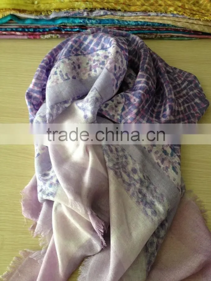cashmere and modal digital printed square scarf