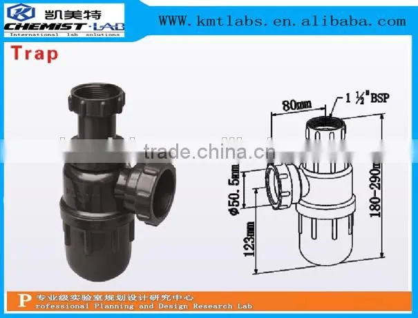 Small Size School Physics Lab Chemical Resistant Sink With PP Drain Bottle Trap