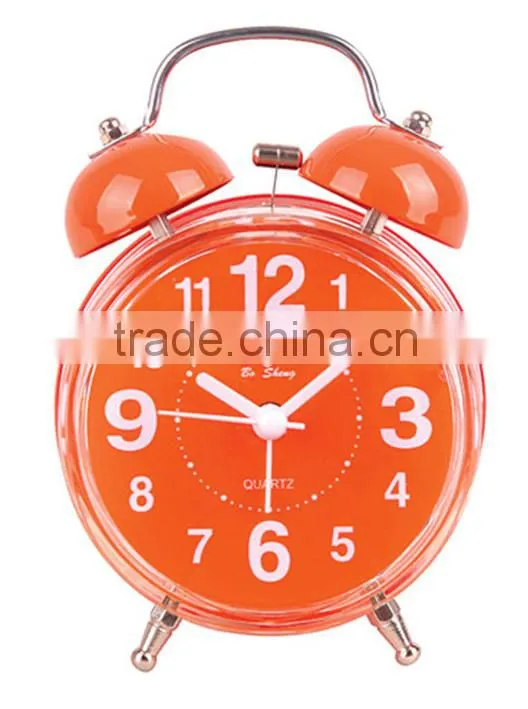 2015 mini style 3D numbers plasticTwin-bell clock for table alarm clock