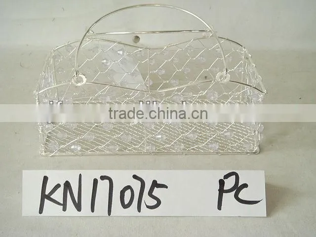 Handmade rectangle white hanging wire storage basket