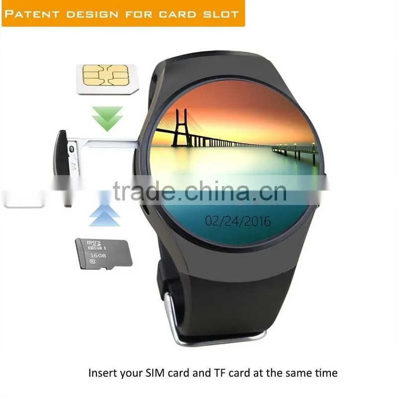 2016 New Product KW18 Smart Watch Android IOS Bluetooth MTK2502C SIM Round Heart Rate Monitor Watch Clock