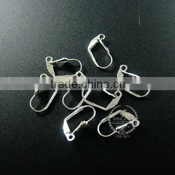 12*6mm silver plated shell simple lever back earrings hoop base settings loop supplies 1702072