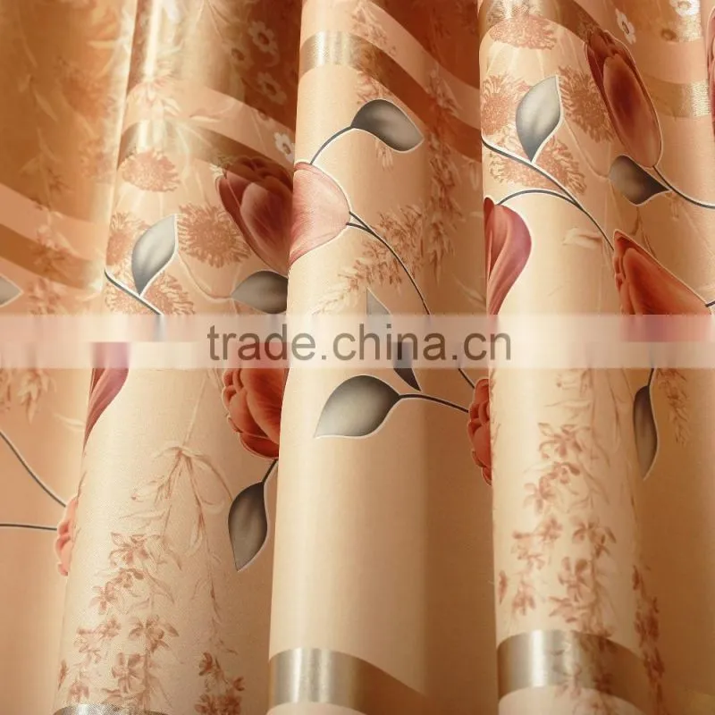 zhejiang blackout curtain with printing flower ,yiwu market fabric