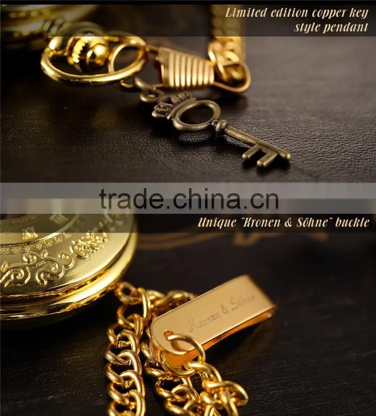 Skeleton Steampunk Transparent Half Hunter Roman Dial Gold Mechanical Pocket Watch