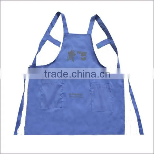 Flocking Print Two Pockets Pattern for cross back korean style Aprons Design