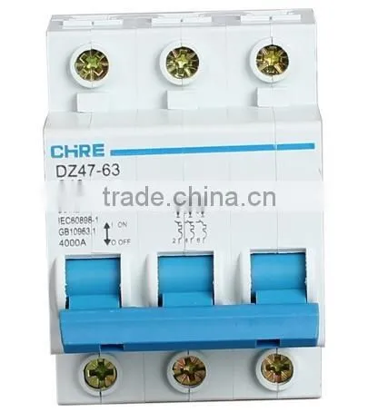 3P MCB mini cuicuit breaker with high quality and best price DZ47-63 CHRE China factory