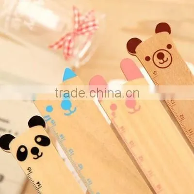 hot Simple cartoon animal shaped wooden students ruler