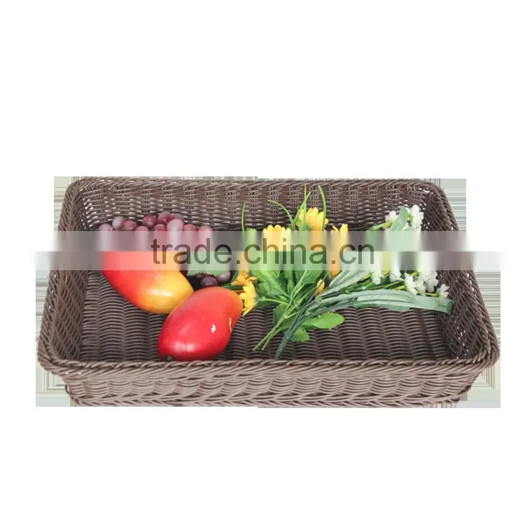 Supermarket rectangular woven storage basket for fruit display