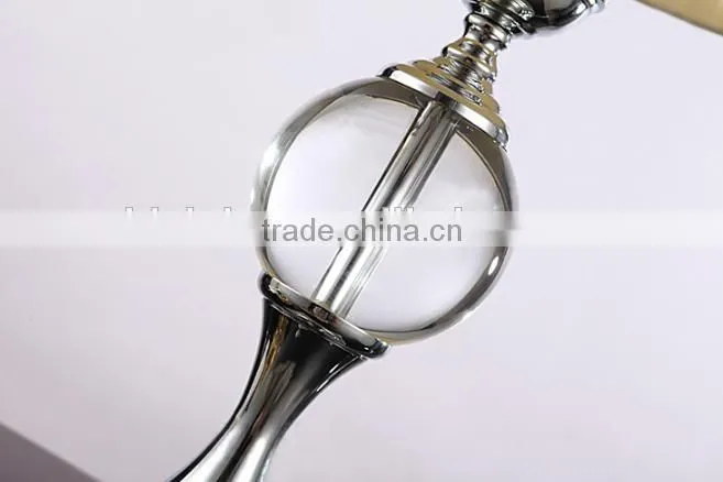 Silver electroplate metal K9 clear crystal lamp body table lamp with fabric lampshade