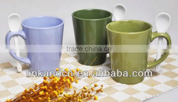 colorful and fine solid ceramic coffee mug with handle