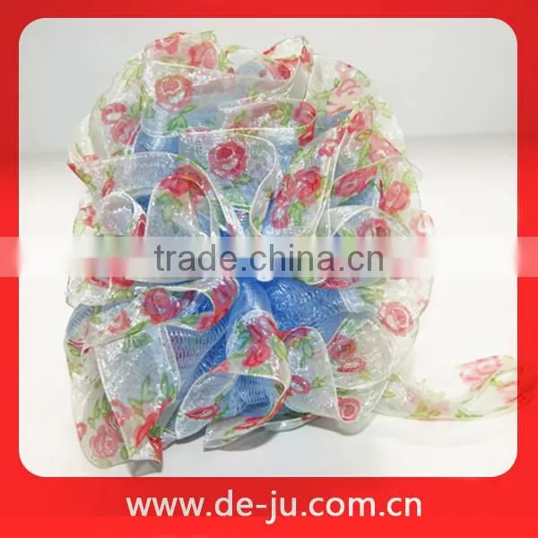 Red Ribbon Decorative Flower Shaped Bath Sponges