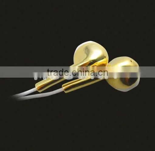 2017 China luxury gold plating custom headphones ,gold-plated earphone for iPhone 7