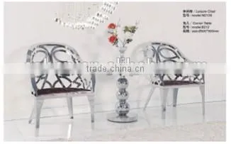 used hotel furniture hotel stainless steel chair / dairy cow leather sofa chair ND128