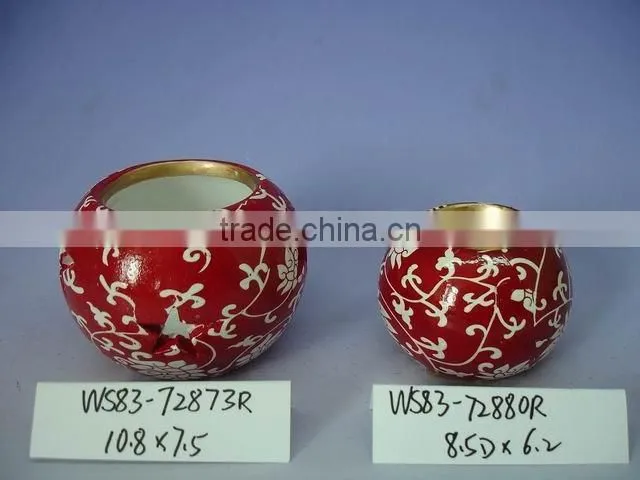 Cheap Terra Cotta red glaze Xmas Candle Holder