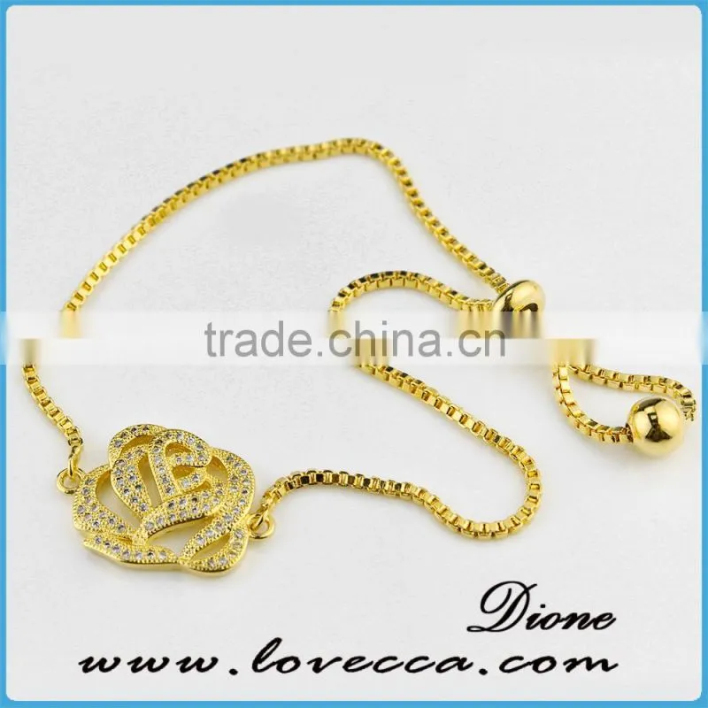 18/24K Gold Platinum Girls Gift Cubic Zirconia Diamond Cross Bracelet
