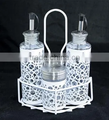 hollow out of skin glass oil bottle white sleeve kitchenware set