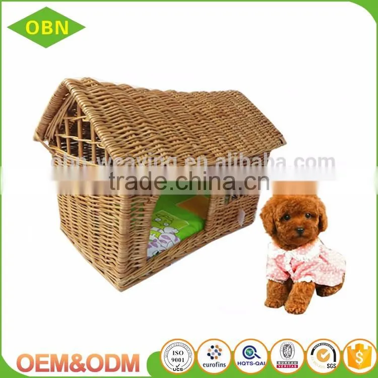 Hot sale cheap indoor cat houses wicker rattan pet house for dog