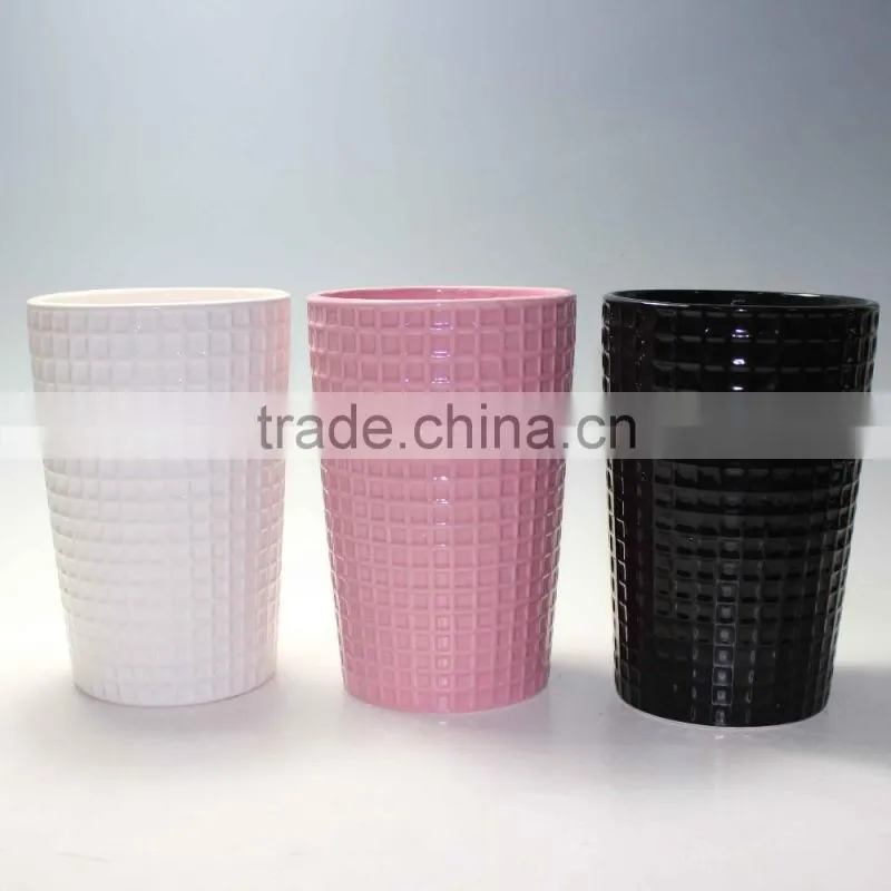 White Ceramic Textured Flower Planter Pots