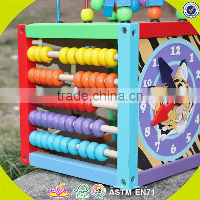 2017 wholesale multi-function toddlers wooden bead activity table new design funny kids wooden bead activity table W11B137