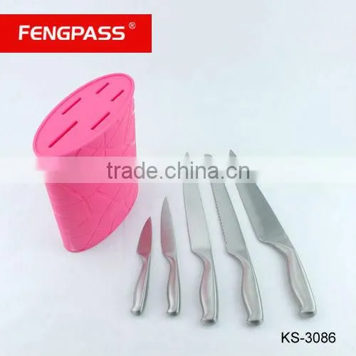 Rose red color modern knife block(346-389-476)