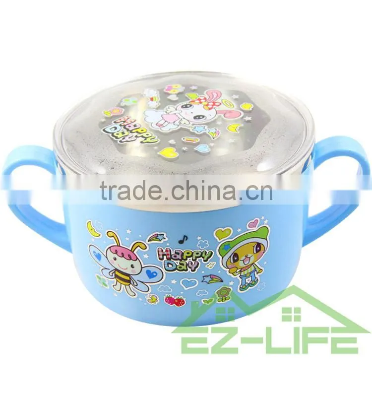 shockproof stainless steel baby feeding bowls soup bowl spoon and fork baby tableware set