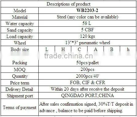 Heavy duty 120kg 60L construction building concrete wheel barrow WB2203
