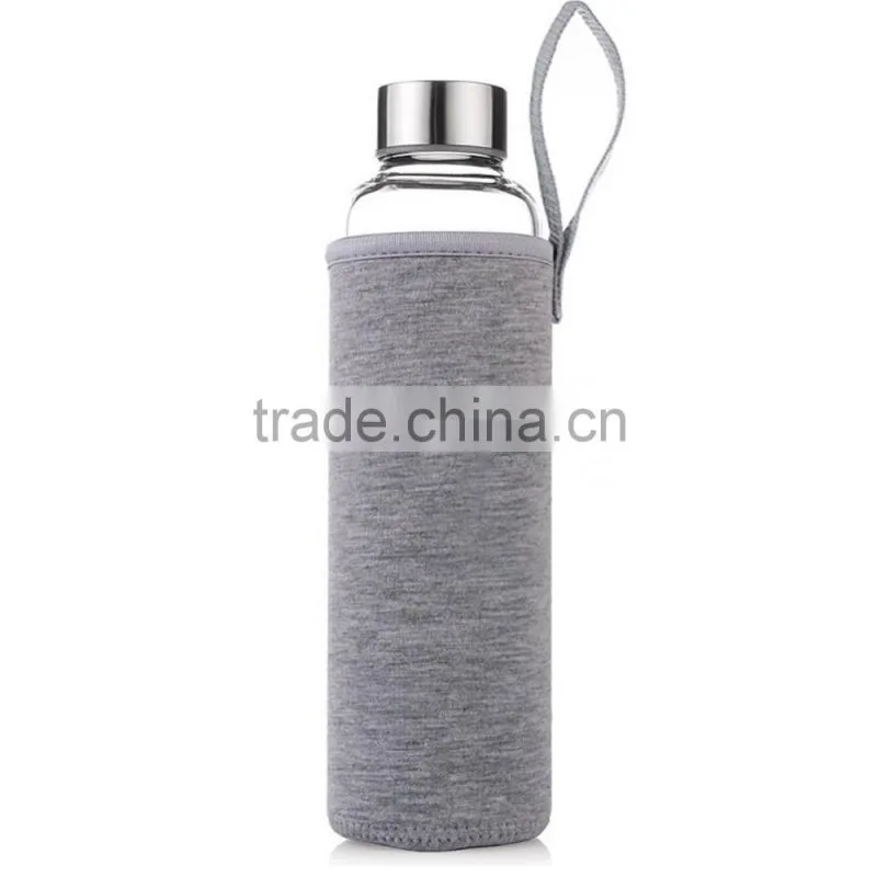 Hot Selling New Clear Glass Sport Water Bottle With Protective Bag 360ml/550ml Fruit Outdoor Bike Bottles Excellent Qualtiy