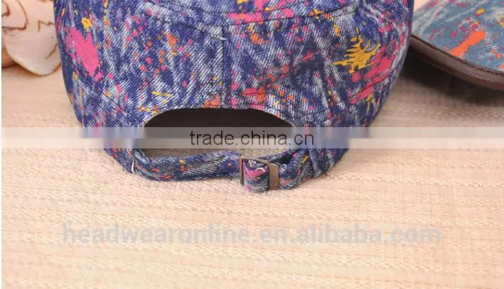 colorful maple leaf printed denim military caps and hats