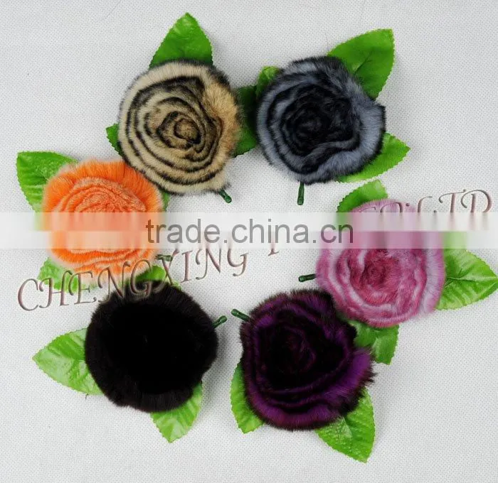 CX-A-33A Wholesale Genuine Rex Rabbit Fur Fashion Brooch