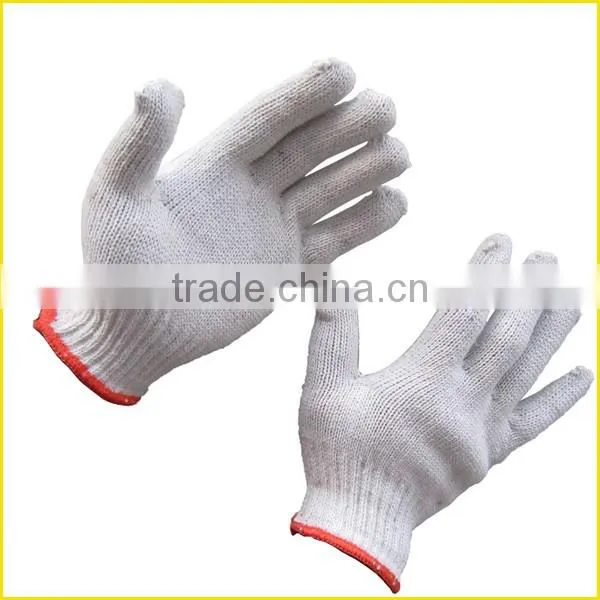 Shenzhen supply white cotton knit gloves for consturction