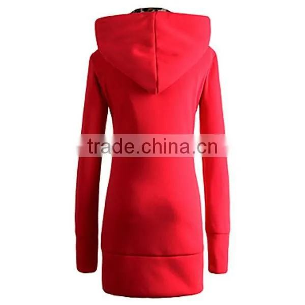 Women's Fashion Vintage Leopard Print Long Sleeve Hoodies Coat