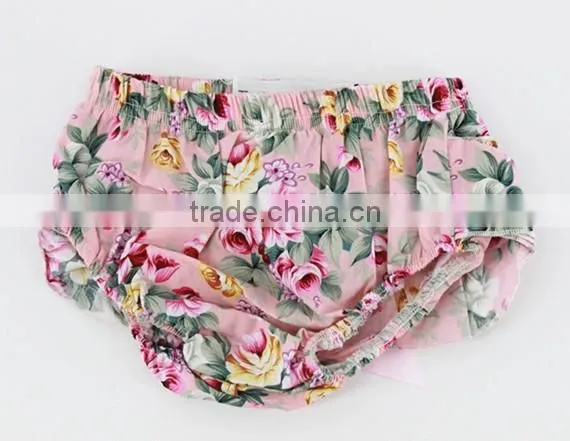 Wholesale ruffle diaper covers baby cotton bloomers pink ruffle print floral bloomers