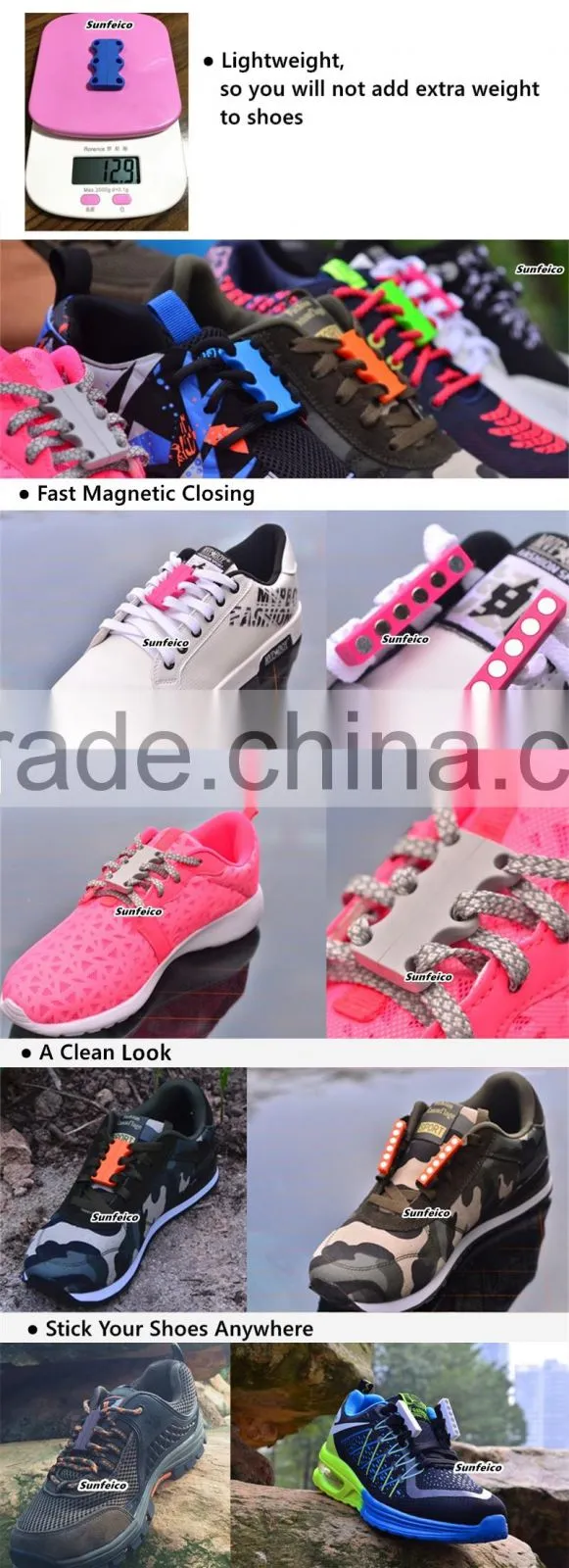 Custom Shoe Lace Locks Closures - NO TIE Shoelaces Lock Lace Buckles - Easy Shoe Laces Kids No Lace Shoes - 10 Colors