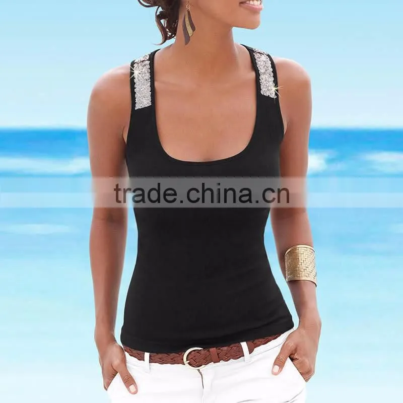 Polyester Crop Top Tank Top2016 new arrive women different size for choice & short front long back printed