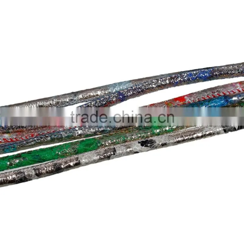 Silver Green Pattern Round PU Leather Cord