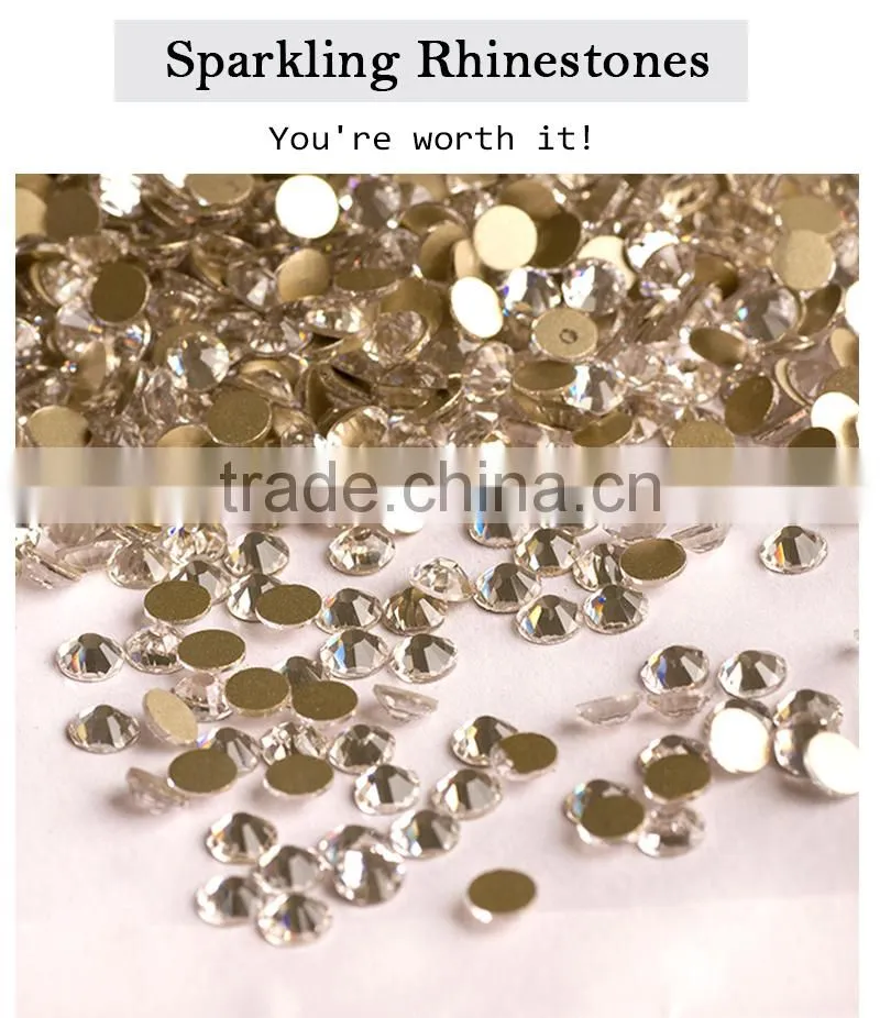 NHF 2058 crystal BLING Chaton flat back glass nail rhinestones