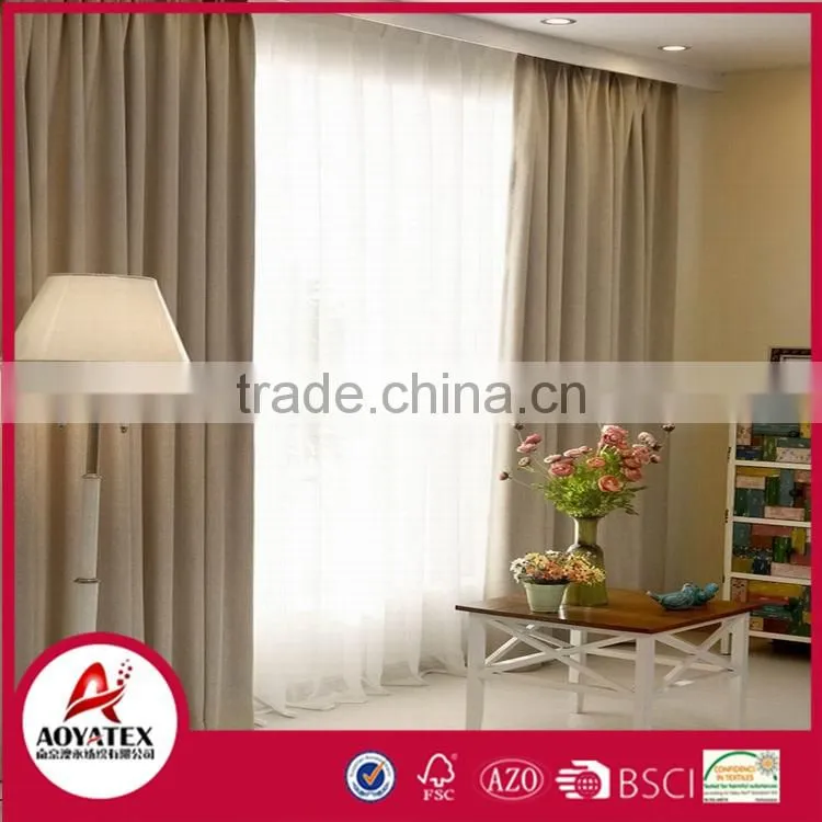 Polyester-cotton fabric blackout window curtain with dark blue