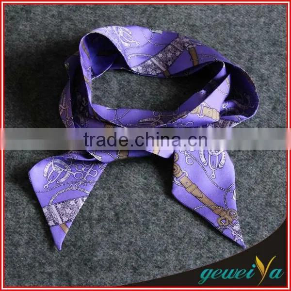 Purple Printing Lady Silk Tie Scarf