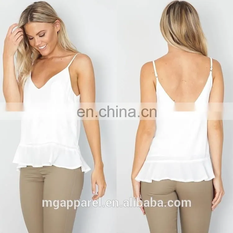 Latest tops designs girls ruffle halter halter neck tops wholesale