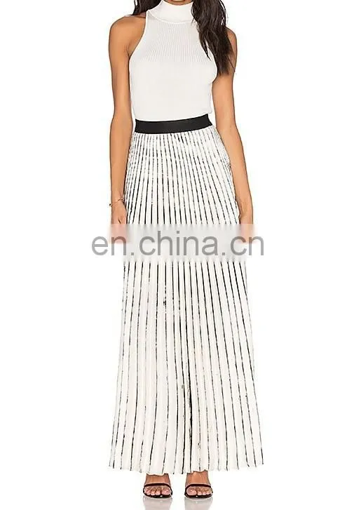 Latest design long pleated skirt models top designs