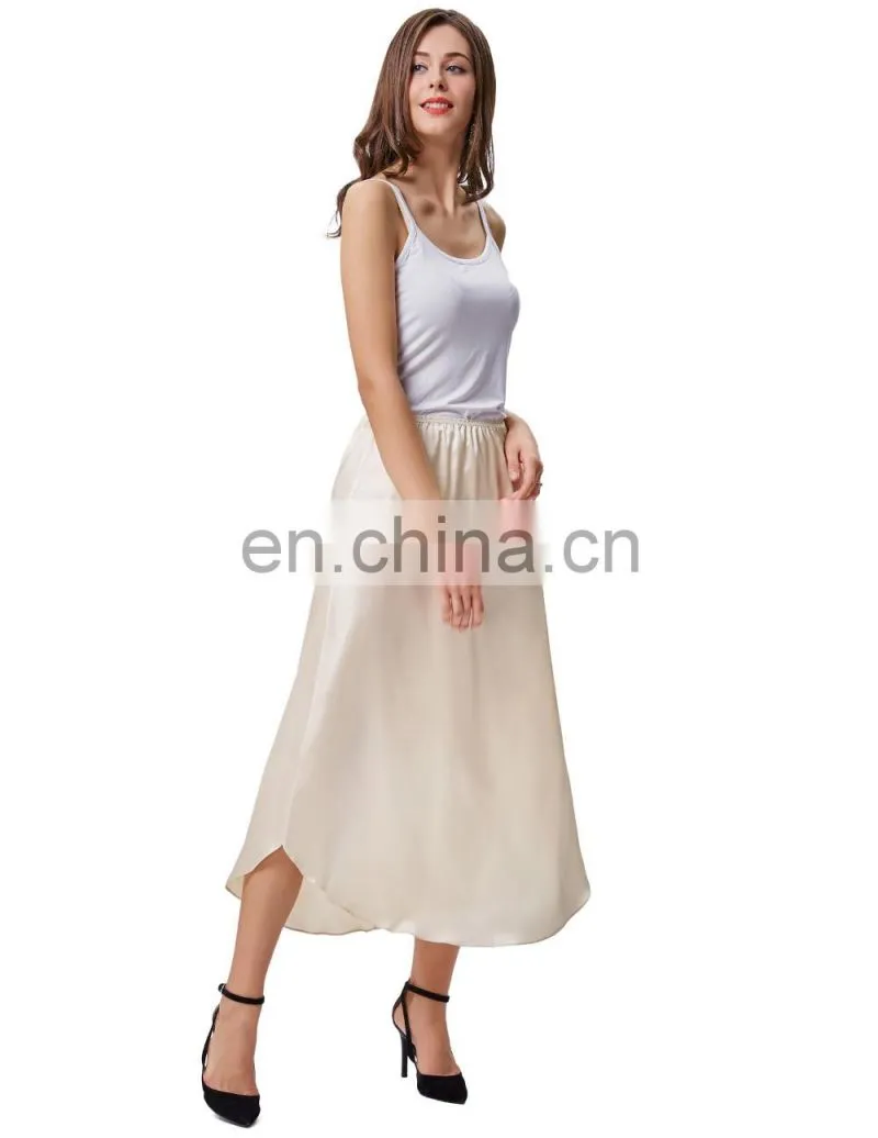 Kate Kasin Women's 35" Comfortable Champagne Satin Waist Slip Half Slip Undergarment KK000264-2