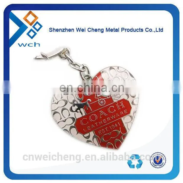 engraved logo heart shape keychain