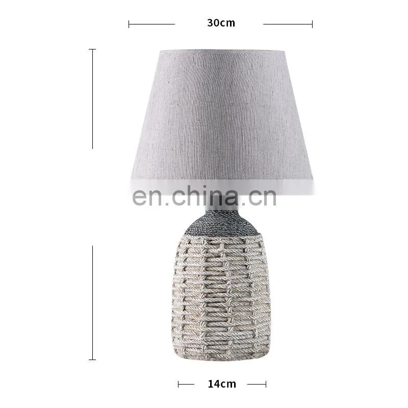 European style rope pattern cement table lamp for indoor room