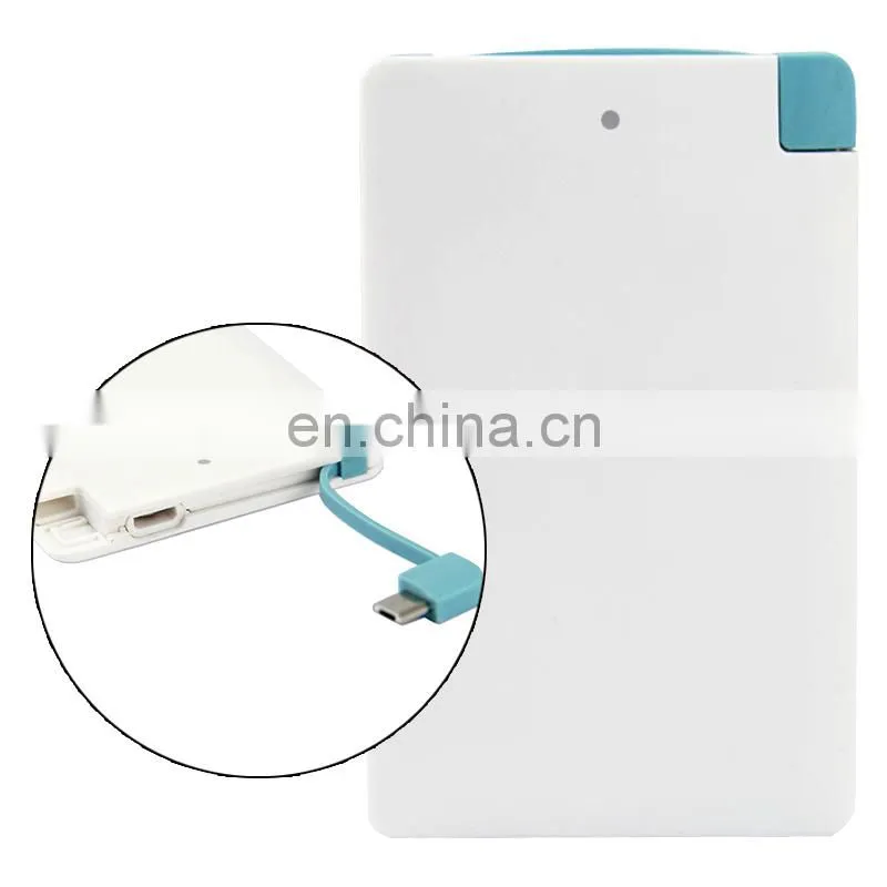 Ultra Thin mini 2000mAh Portable External Battery Charger Power Bank for iPhone Samsung cell phone