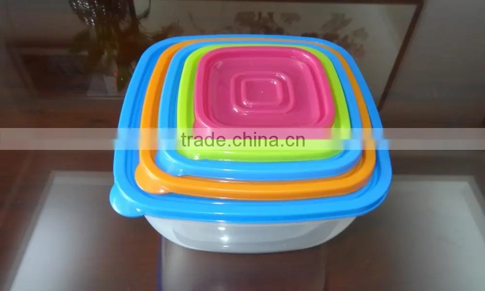 Popular 5 pcs set square plastic food storage container / food storage box
