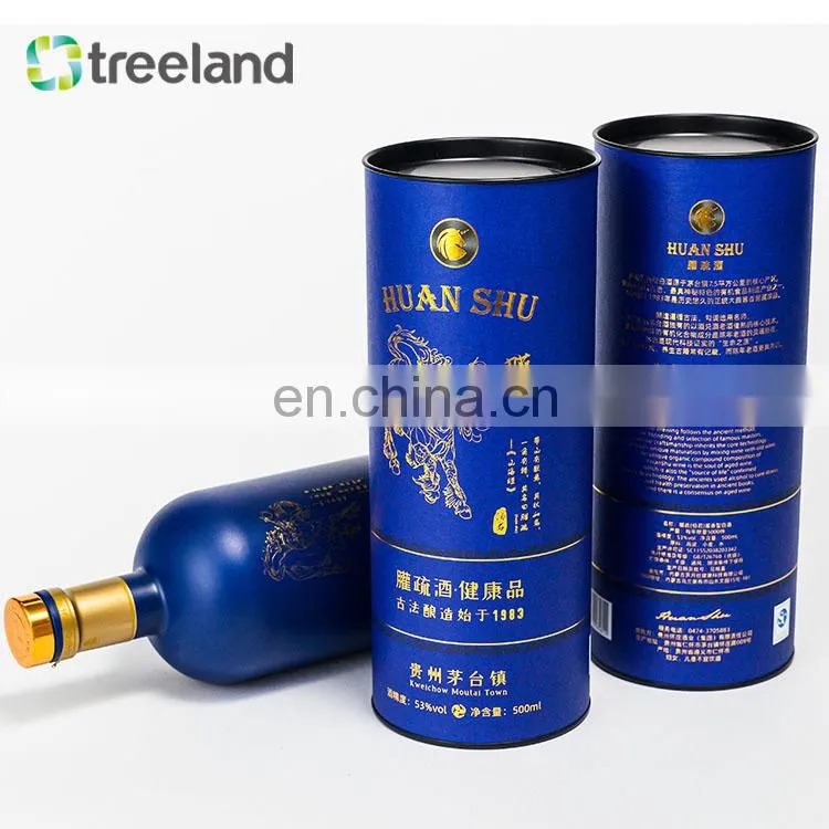 Fancy Stamping Cylinder Wine Bottle Paper Tube Boxes Metal Lid Carton Tube for Wine