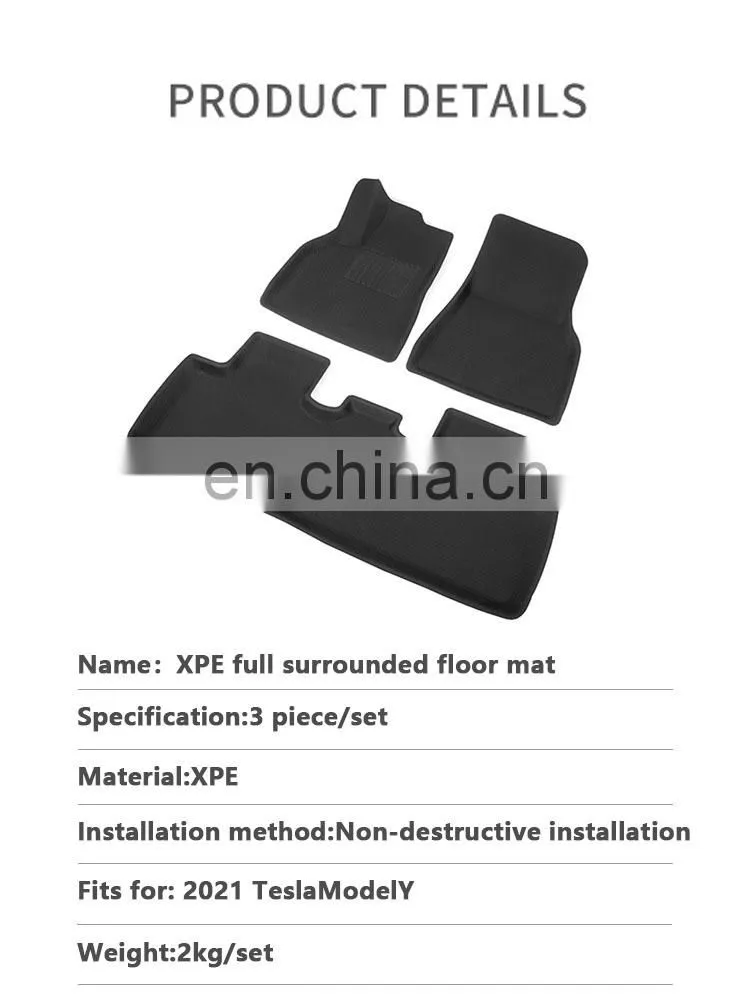 2021 style 3D floor mats for tesla model y car parts easy to wash