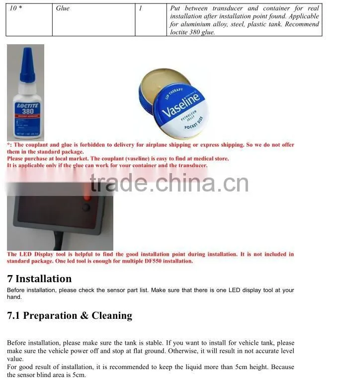 F500 ultrasonic diesel level sensor water level monitor no drilling hole long distance measurement with high resolution