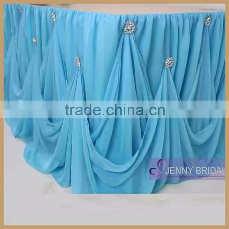 TC106 hot sale white chiffon cinderalla table skirt for weeding